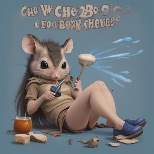 Cartoon Shrew Wearing Blue Shoes