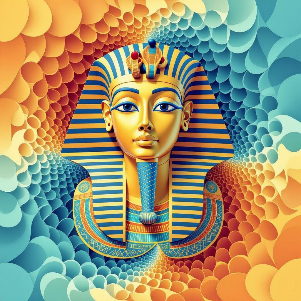 Abstract Fractal Sphinx with Zentangle Patterns