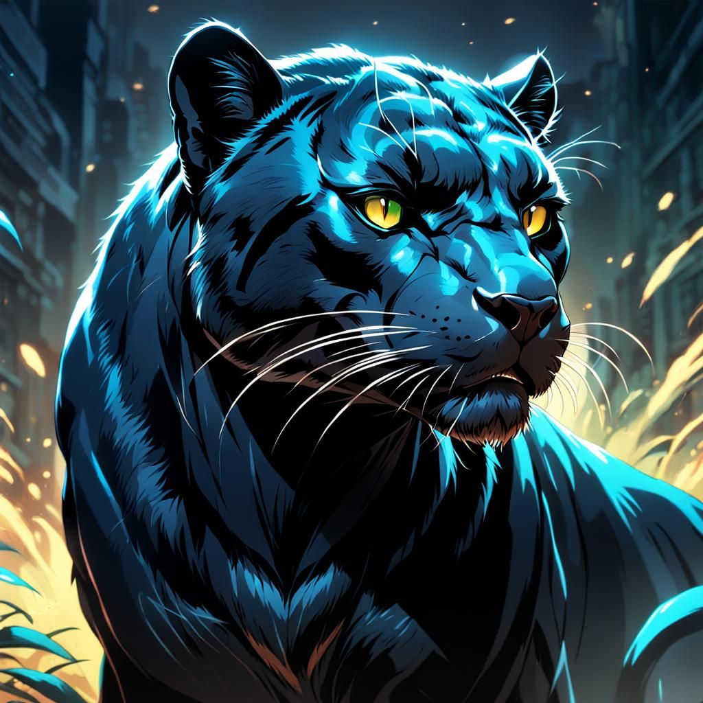 Bagheera in Cel-Shaded Anime Style