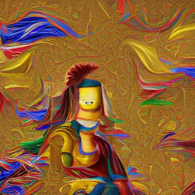 Abstract Bart Simpson as Mona Lisa in 8K