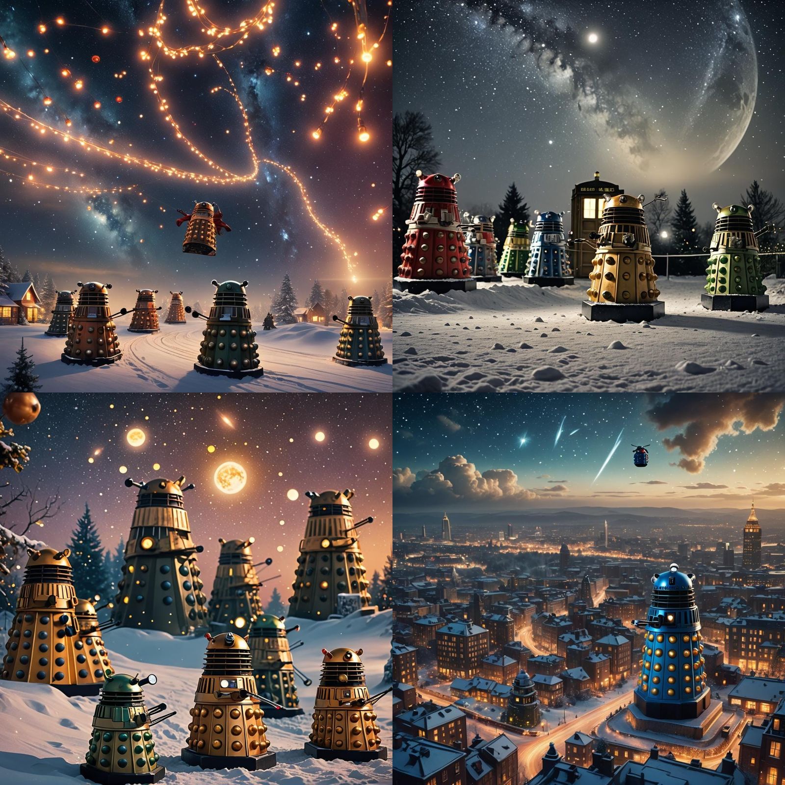 Daleks Guide Santa's Sleigh Through the Sky
