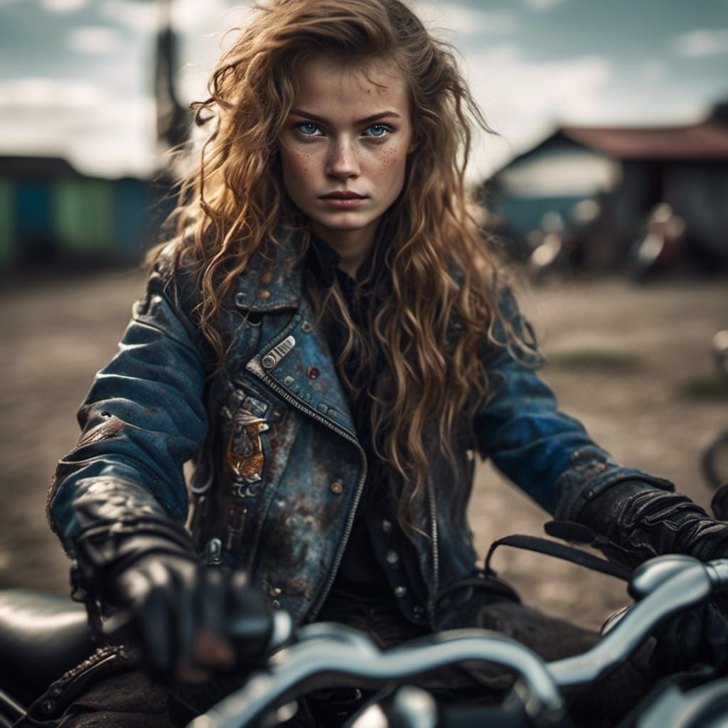 Cat on Motorcycle with Gun, Photorealistic Portrait