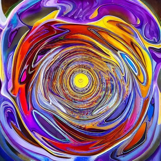 Abstract Surrealist Oil Painting with Fiery Melting Shapes