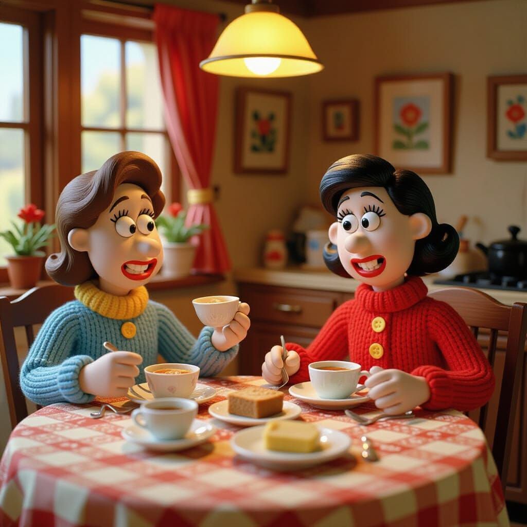 Claymation Breakfast Scene in Stop-Motion Animation Style