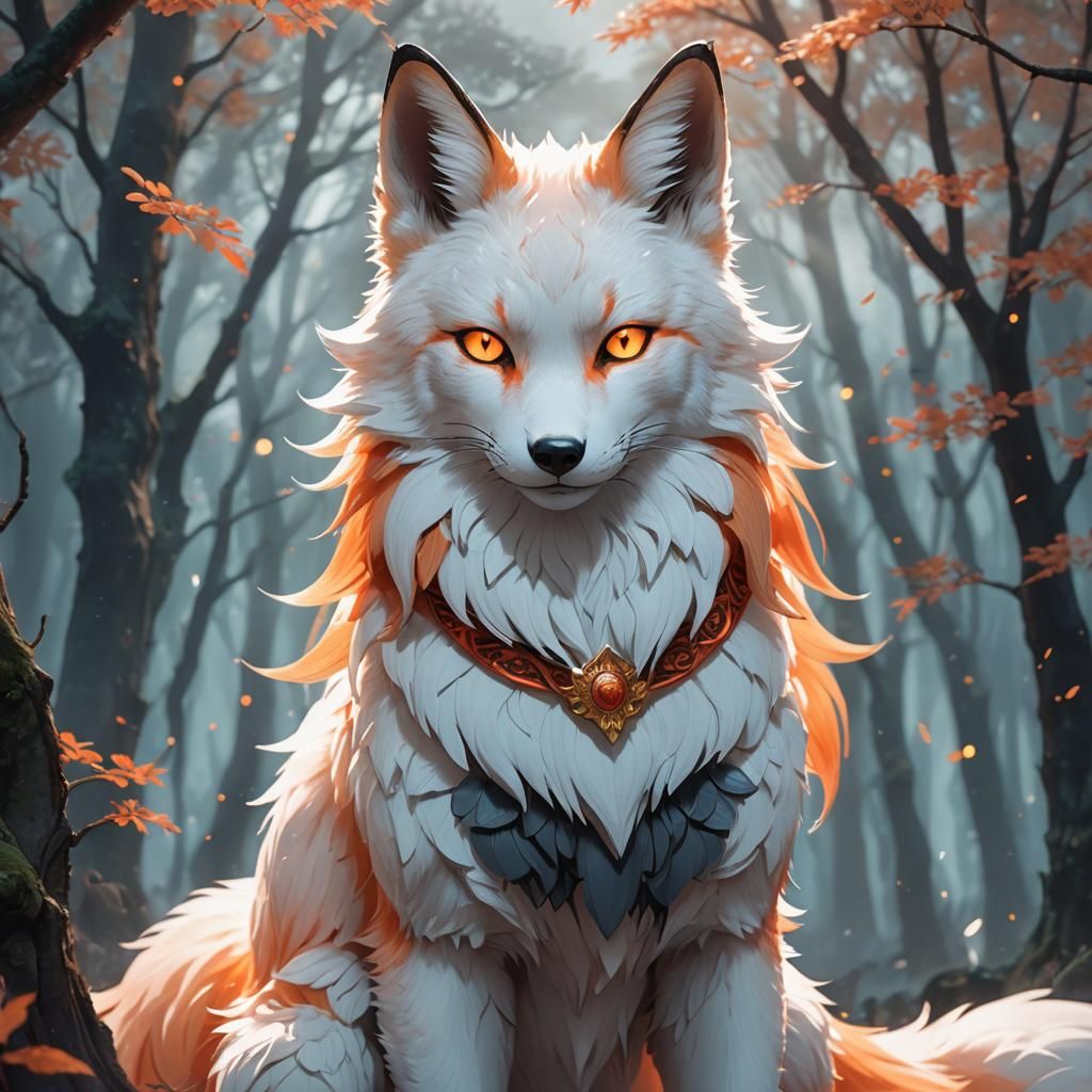 Majestic Kitsune Fox Spirit in Anime Style