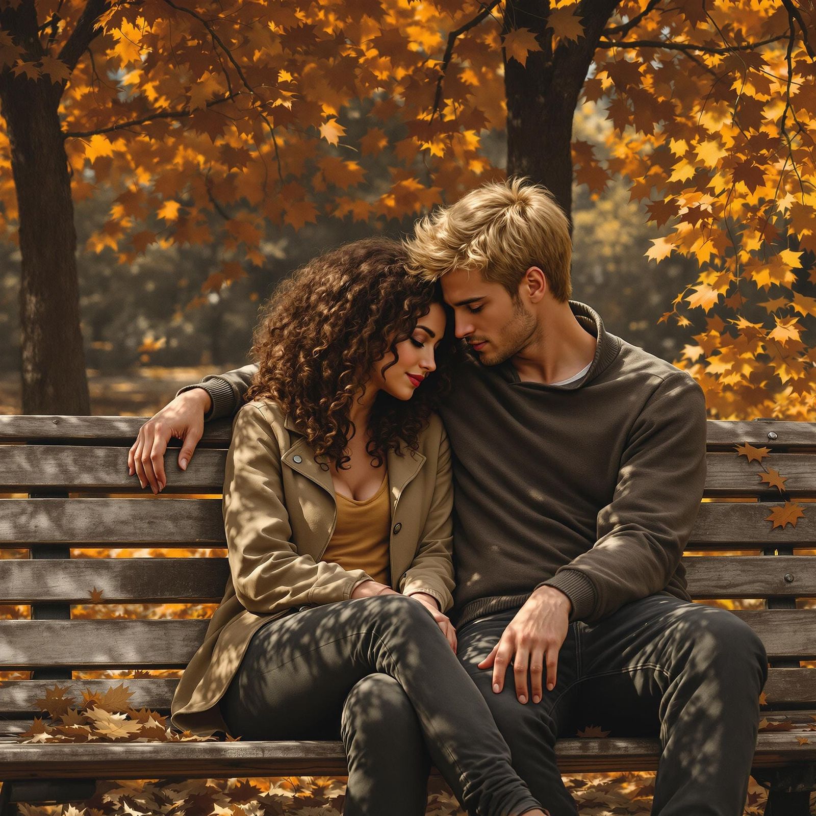 Comfortable Silence on a Park Bench, Autumn Serenity