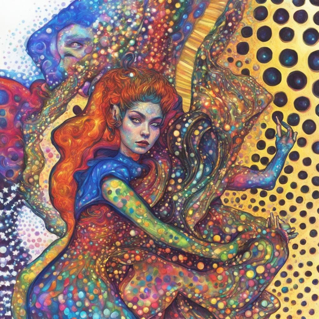 Alien Belly Dancer in Psychedelic Holographic Transformation