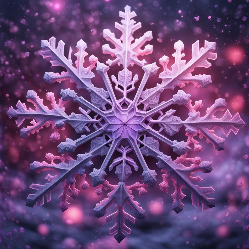 Fantastical Snowflake with Pink and Lavender Accents