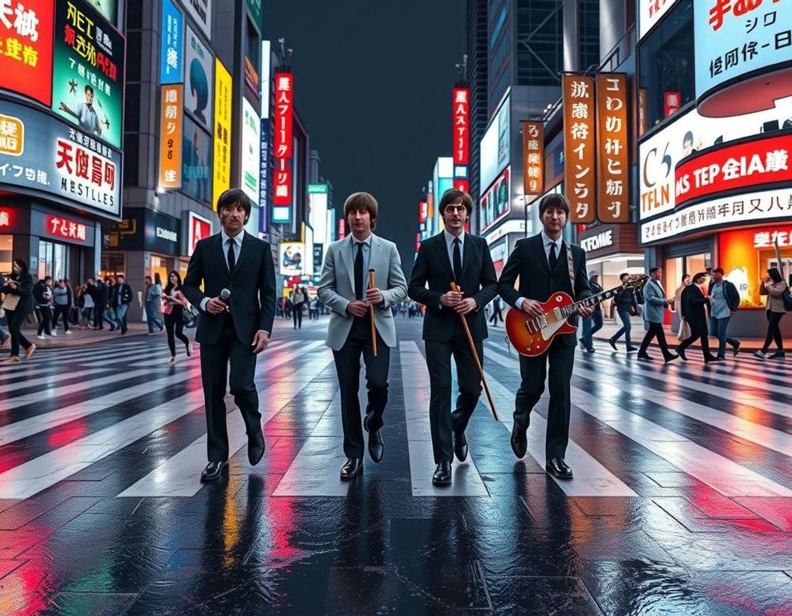The Beatles Cross Shibuya in 3D Digital Art