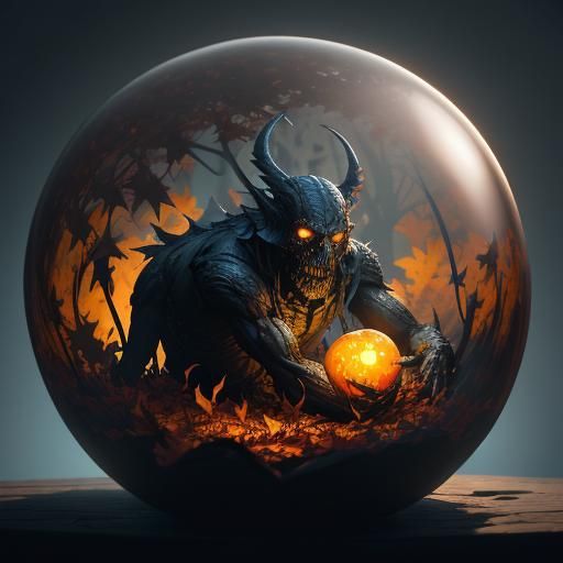 Halloween Ghoul Trapped in Glass Sphere