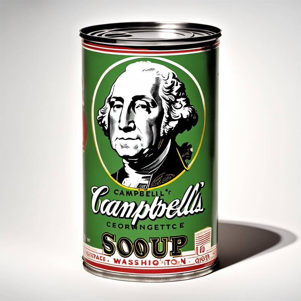 George Washington Soup Can Portrait in Pop Art Style