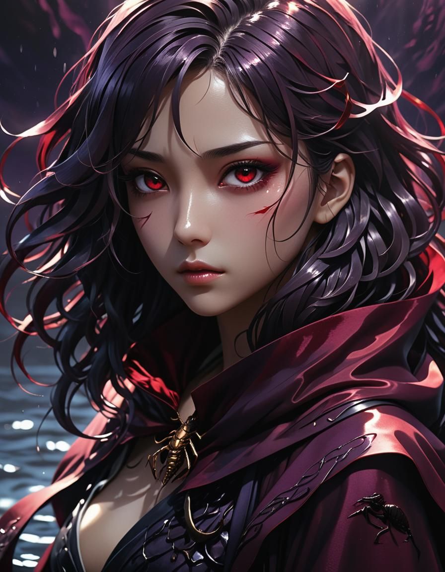 Mysterious Anime Girl in Dramatic 3D Portrait