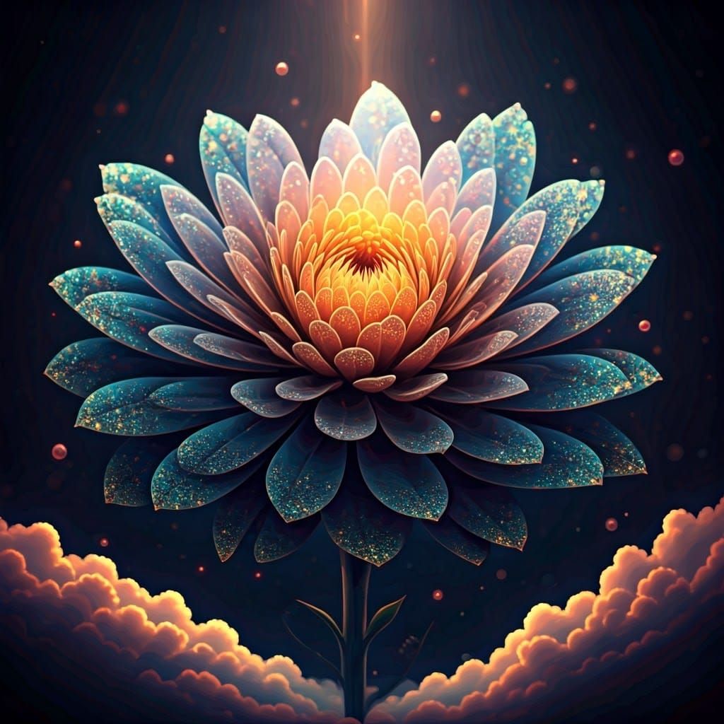 Dancing Flower in Astral Digital Art Style