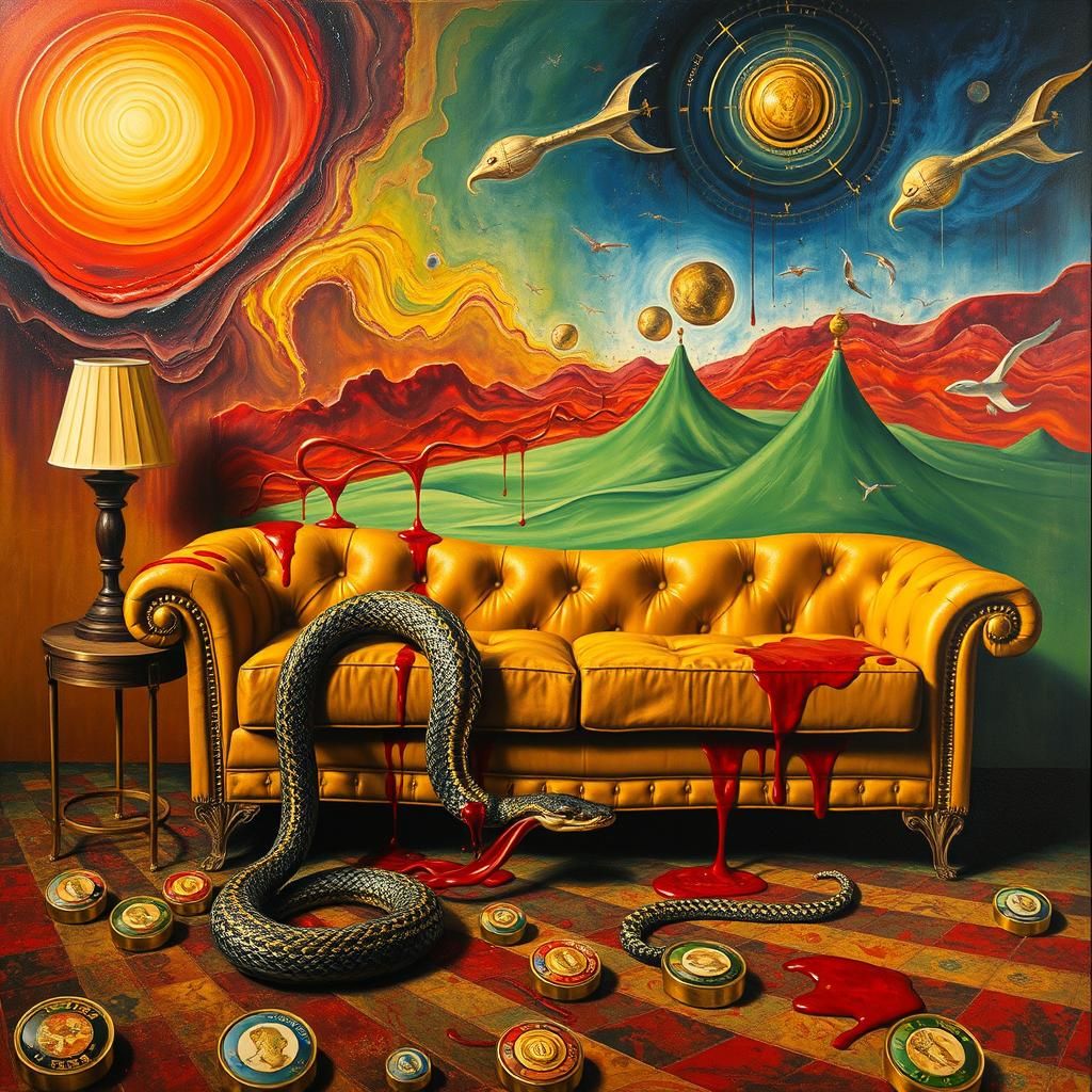 Surreal Blood Drenched Scene in Salvador Dali Style