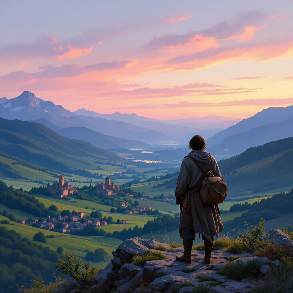 Windswept Peak Vista Under Twilight Sky