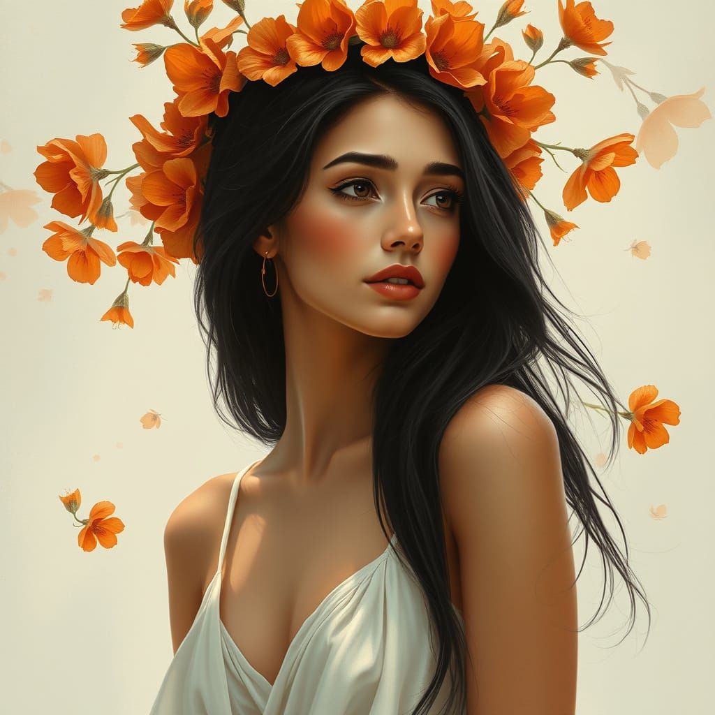 Ethereal Iraqi Woman in Art Nouveau Style