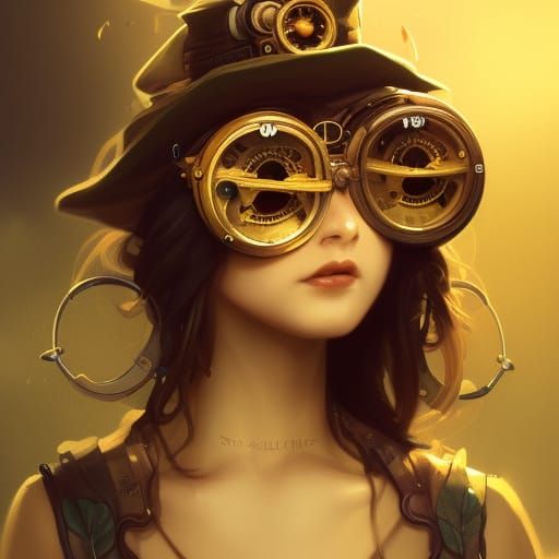 Steampunk Owl Girl Portrait in 8k Resolution