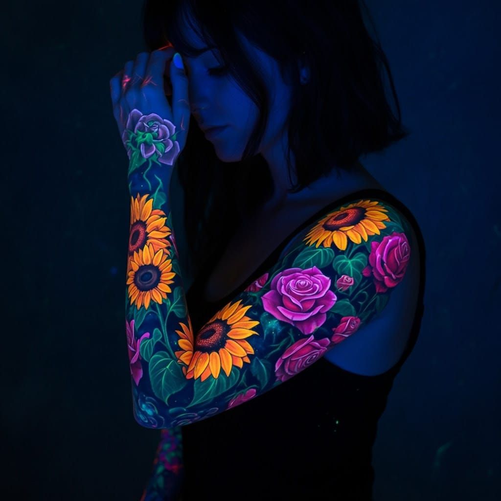 Ethereal Glow Body Art in Neon Colors