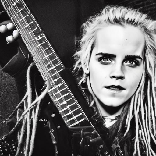 Hyperrealistic Metalhead Emma Watson on Stage