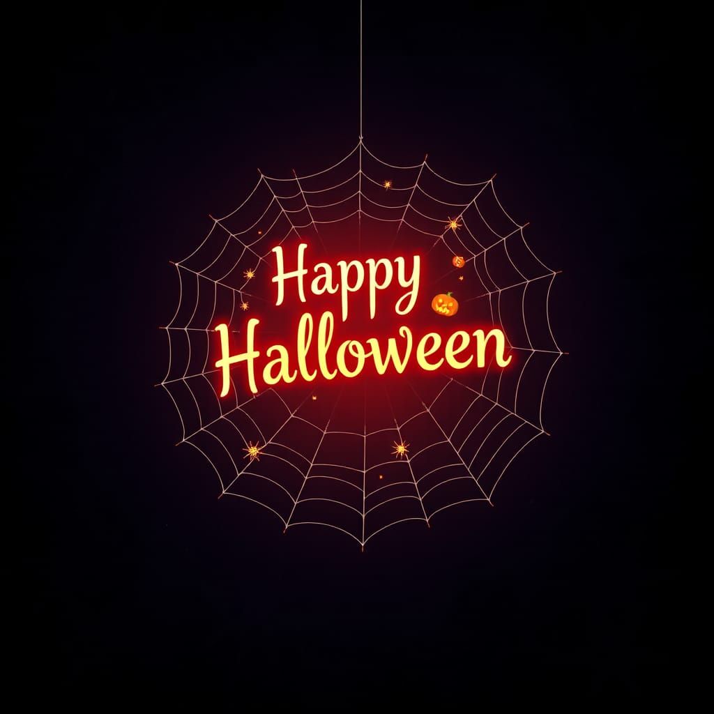 Halloween Spiderweb in a Neon Landscape Style