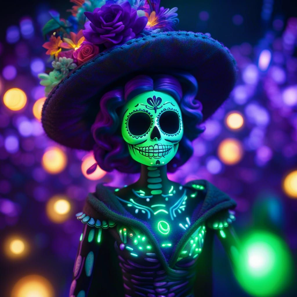 Pixar Style Day of the Dead Light Painting