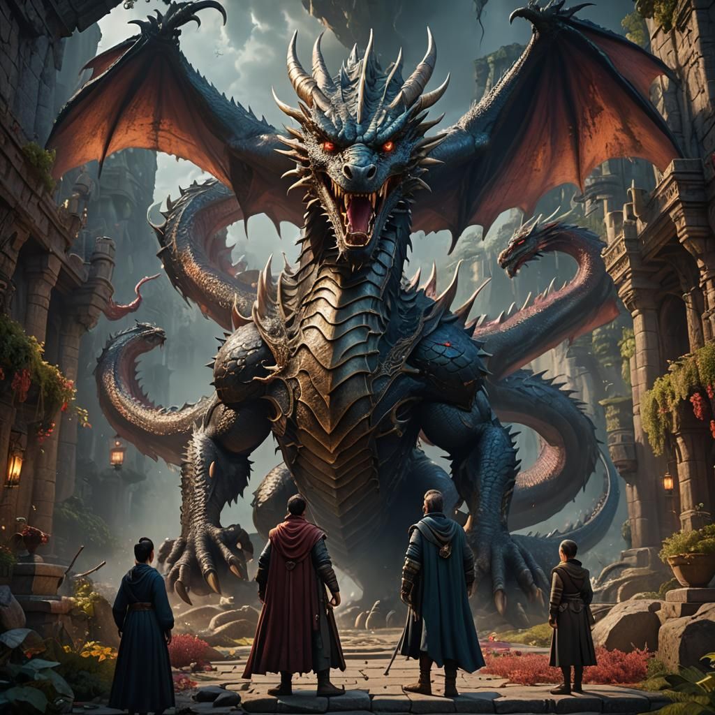 Dragon Guarding Woman: Detailed Fantasy Art