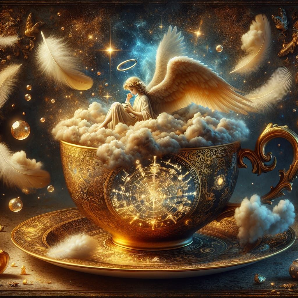 Antique Teacup Reveals Miniature Heaven: Fantasy Art