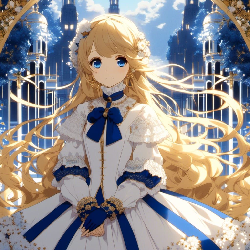 Glitchcore Portrait of Girl in Electric Blue Garden