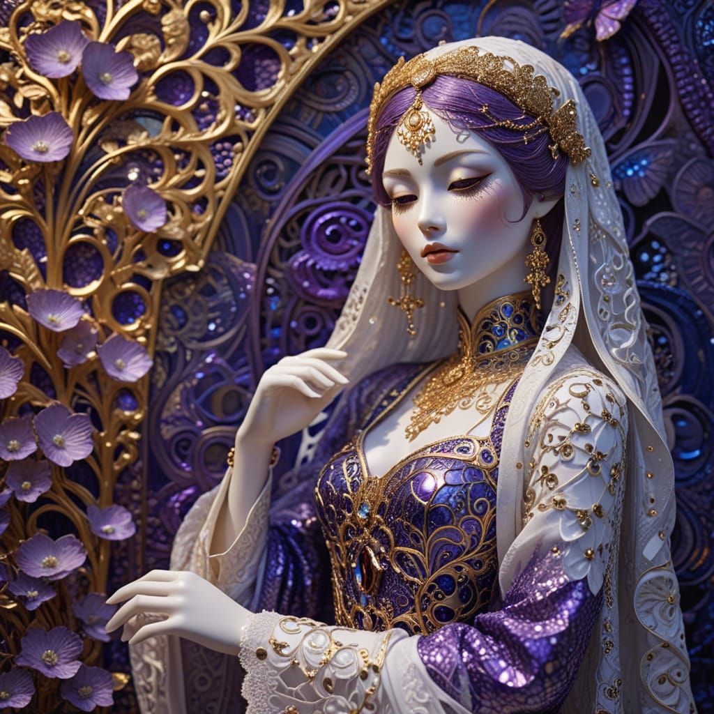 Ethereal Goddess in Iridescent Hues