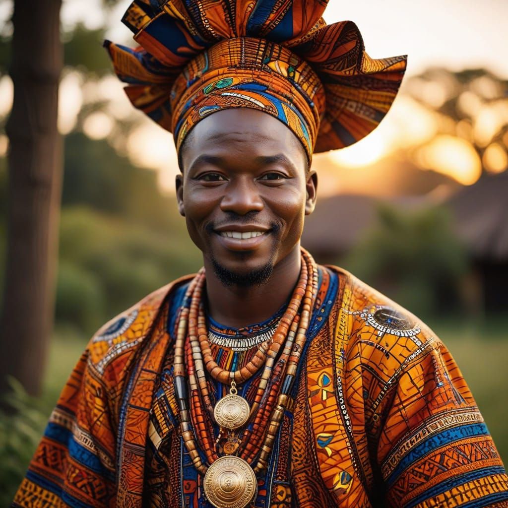 Vibrant Portrait of Chief Chi Chi Suma in Golden Sunset