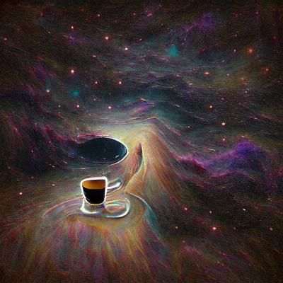 Coffee Cup Drifting in the Void of Space