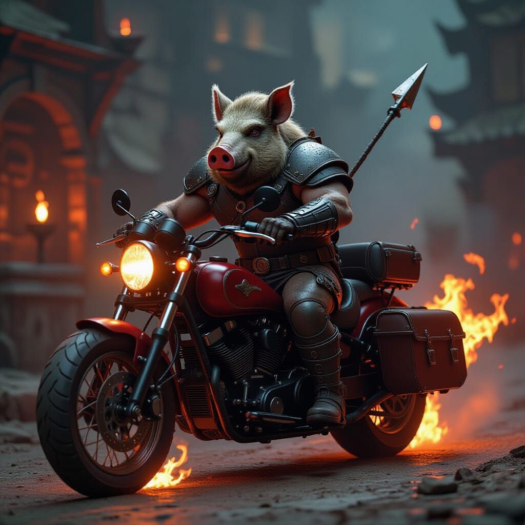 Infernal Boar Rider in a Dark Fantasy World
