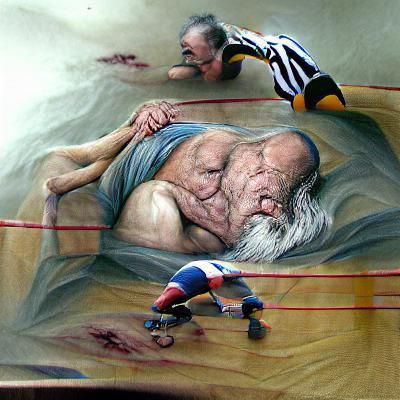 Wrestler's Last Match: Hyperrealistic Battle with Death