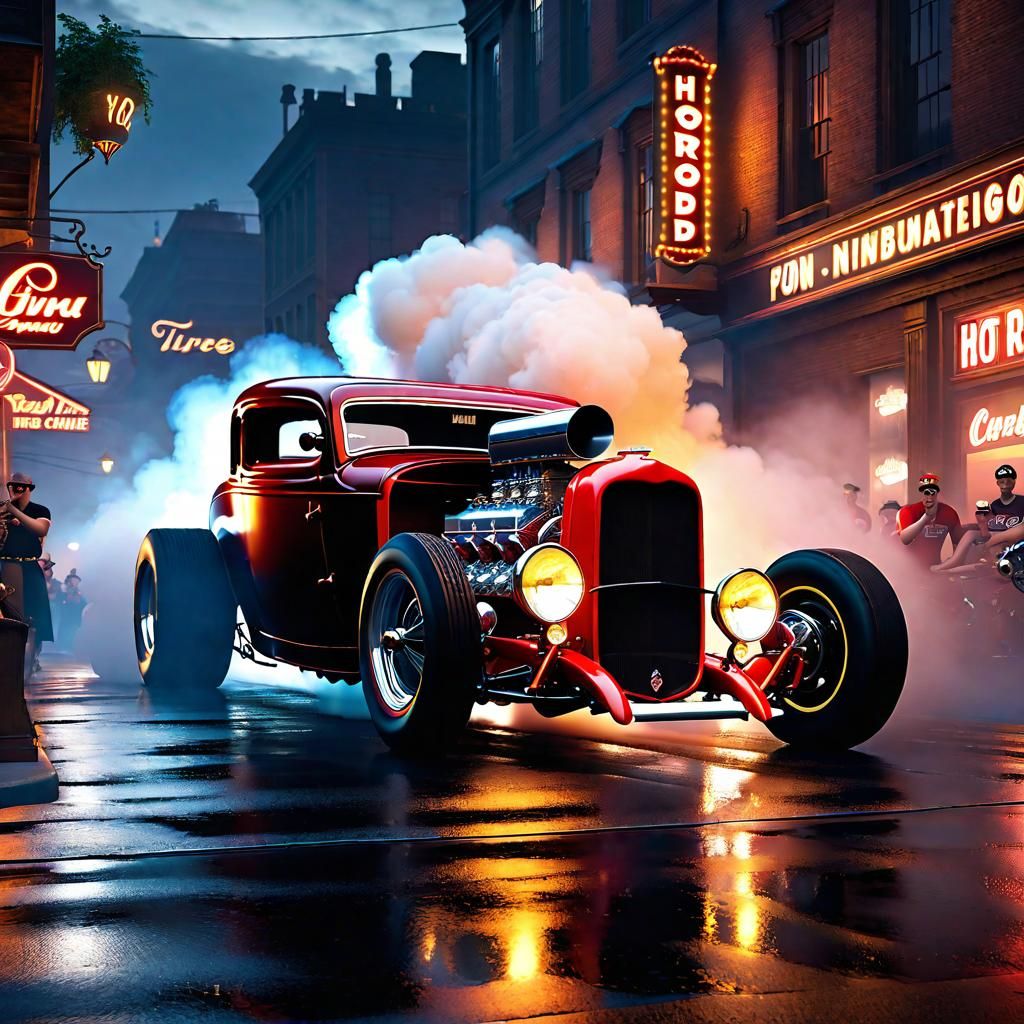 Hot Rod Drag Race on City Street