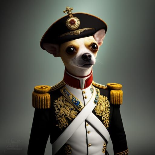 Chihuahua as Napoleon in Detailed Digital Painting