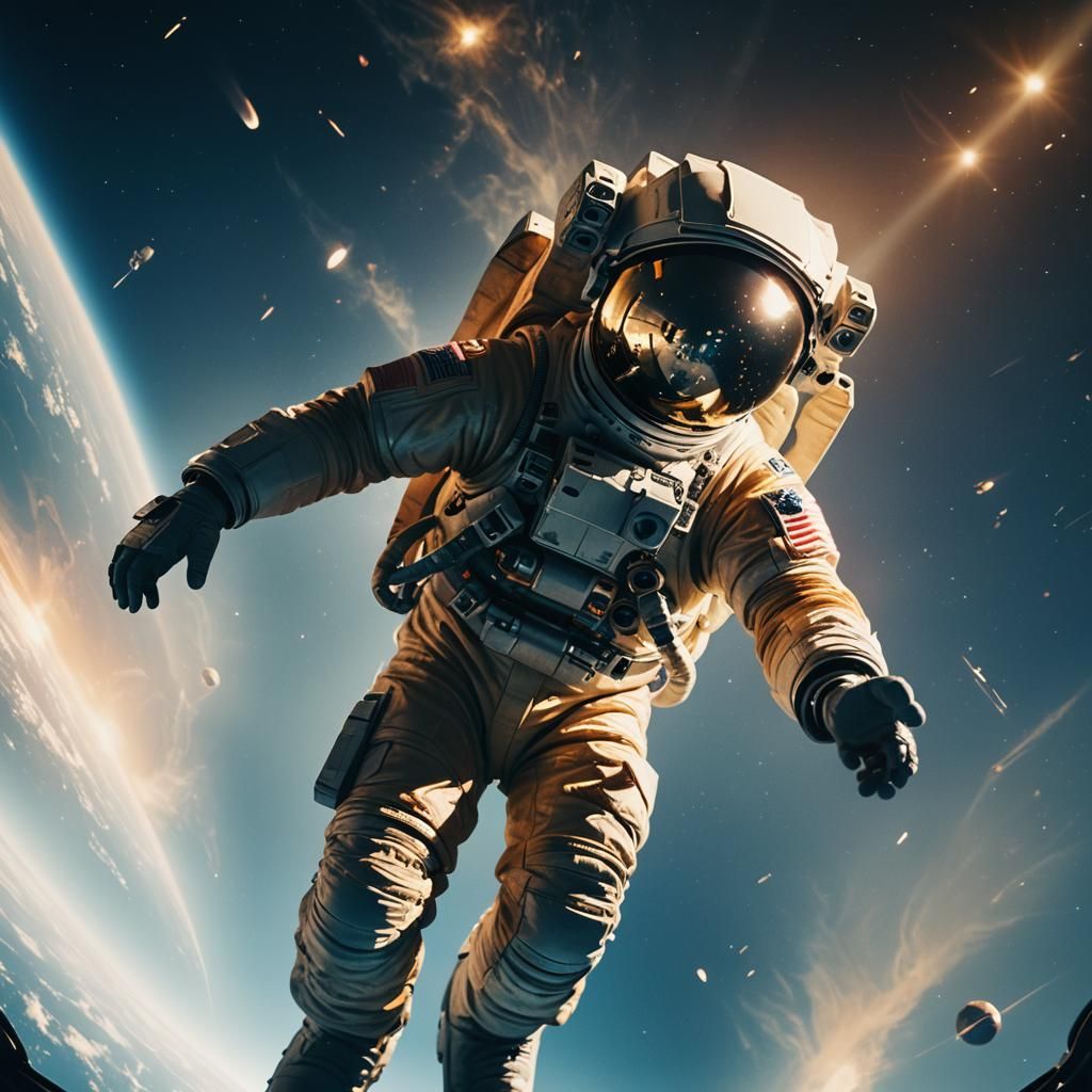 Astronaut's Interstellar Journey in Spaceship: Cinematic Fil...