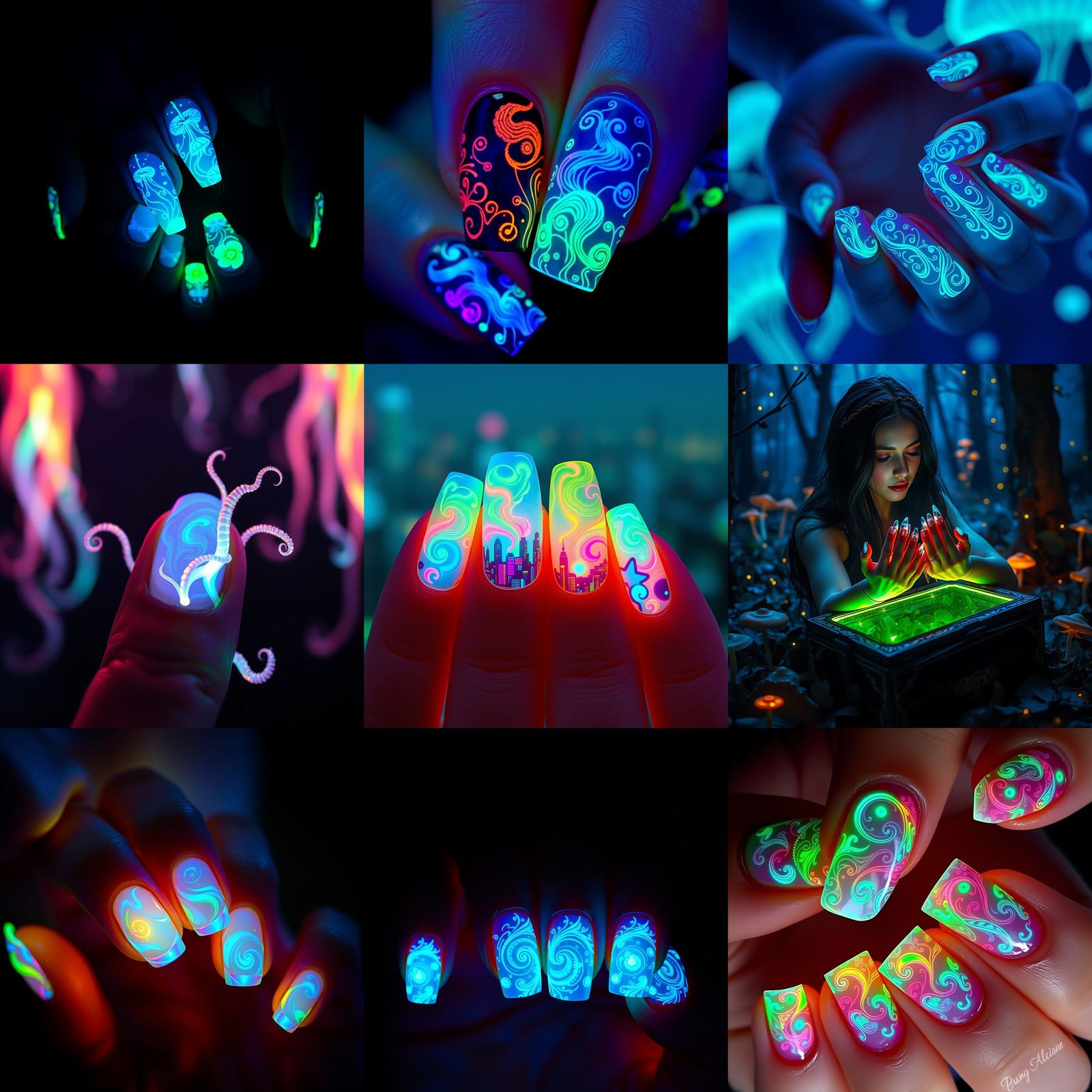 Bioluminescent Nail Art Design