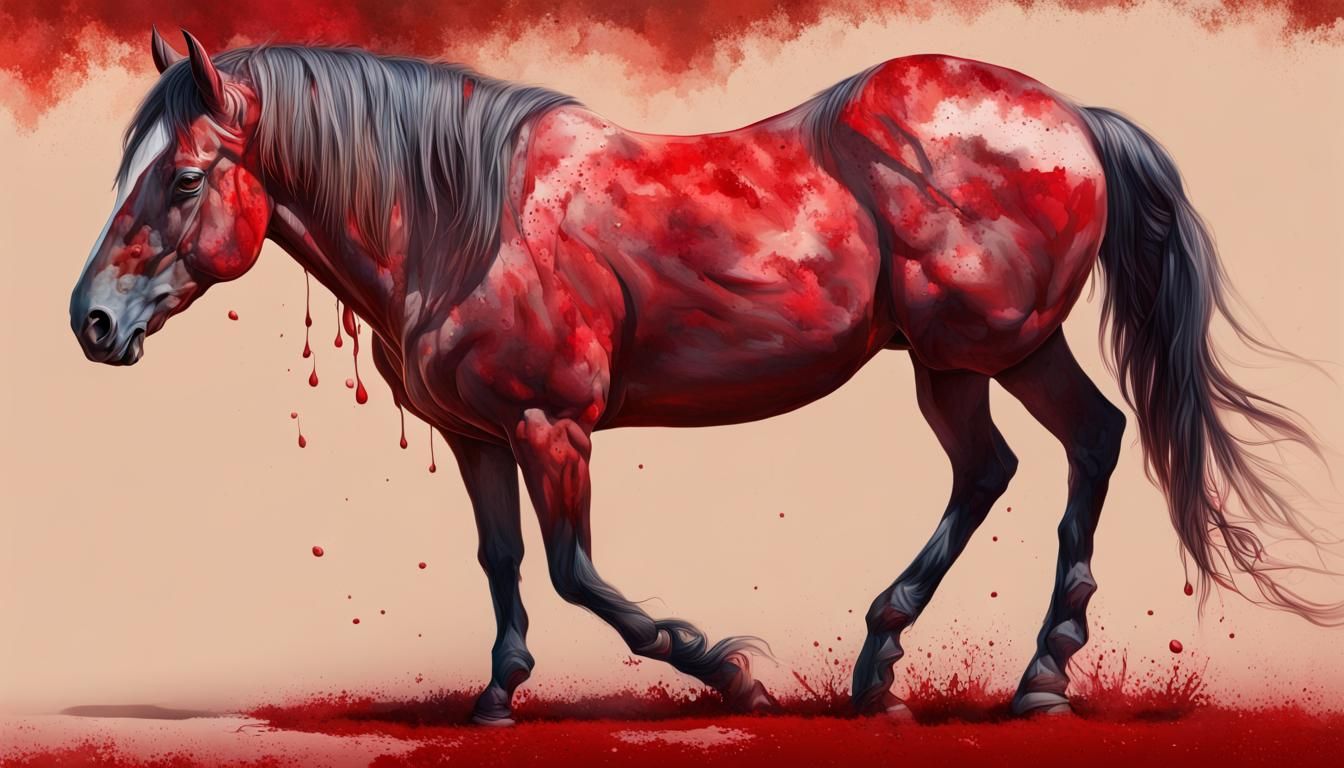 Hyperrealistic Blood Red Roan Horse Concept Art