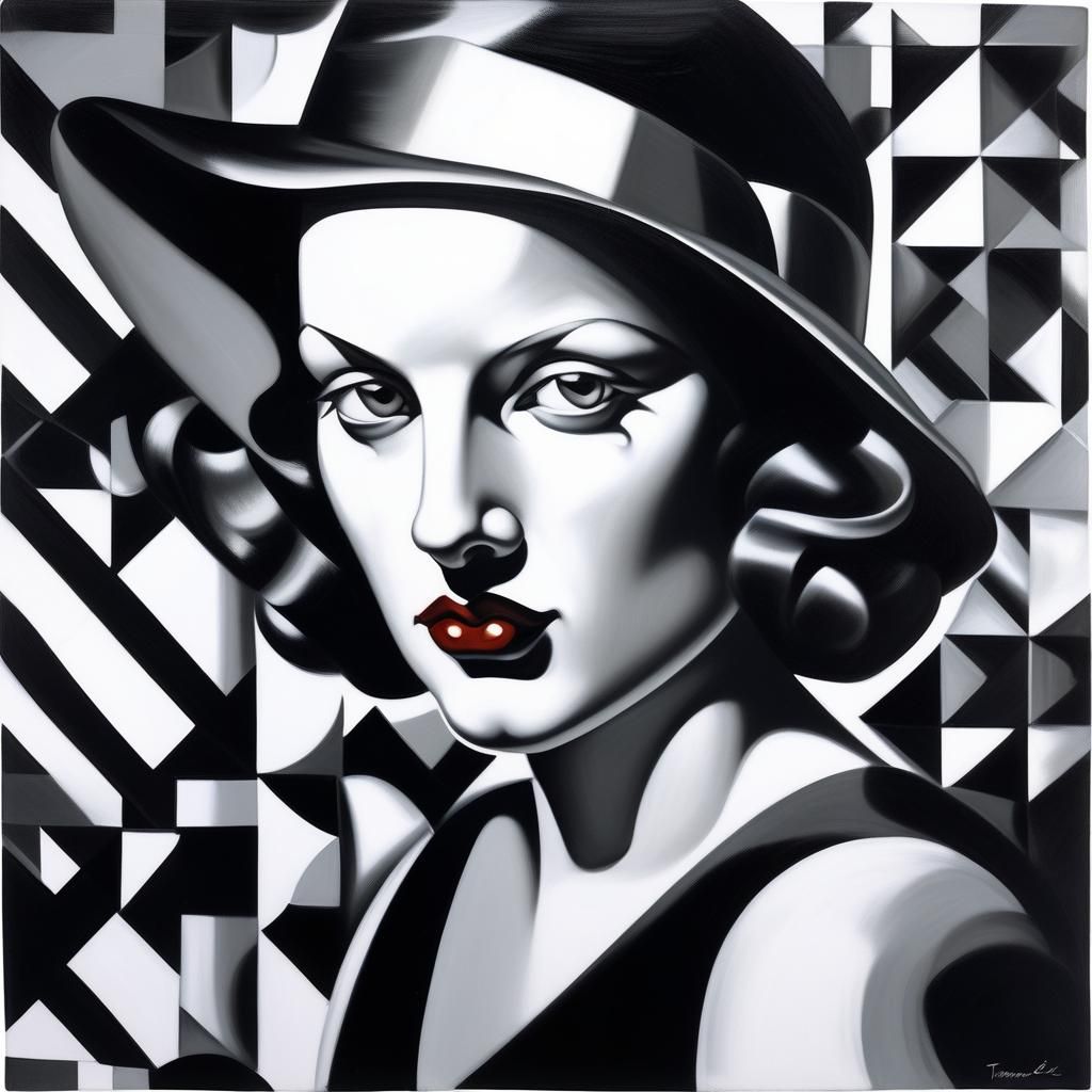 Art Deco Portrait in Tamara de Lempicka Style