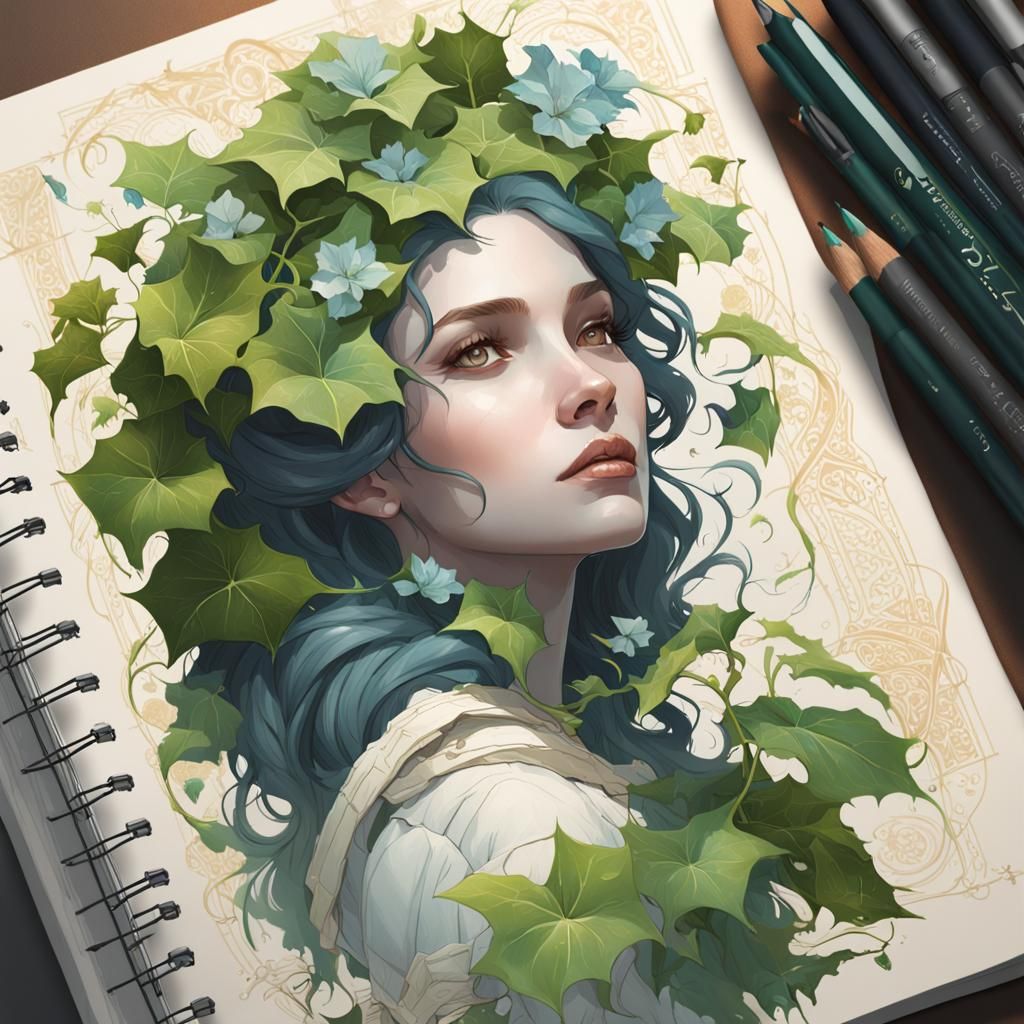 Floral Portrait in Vibrant, Hyper-Realistic Style