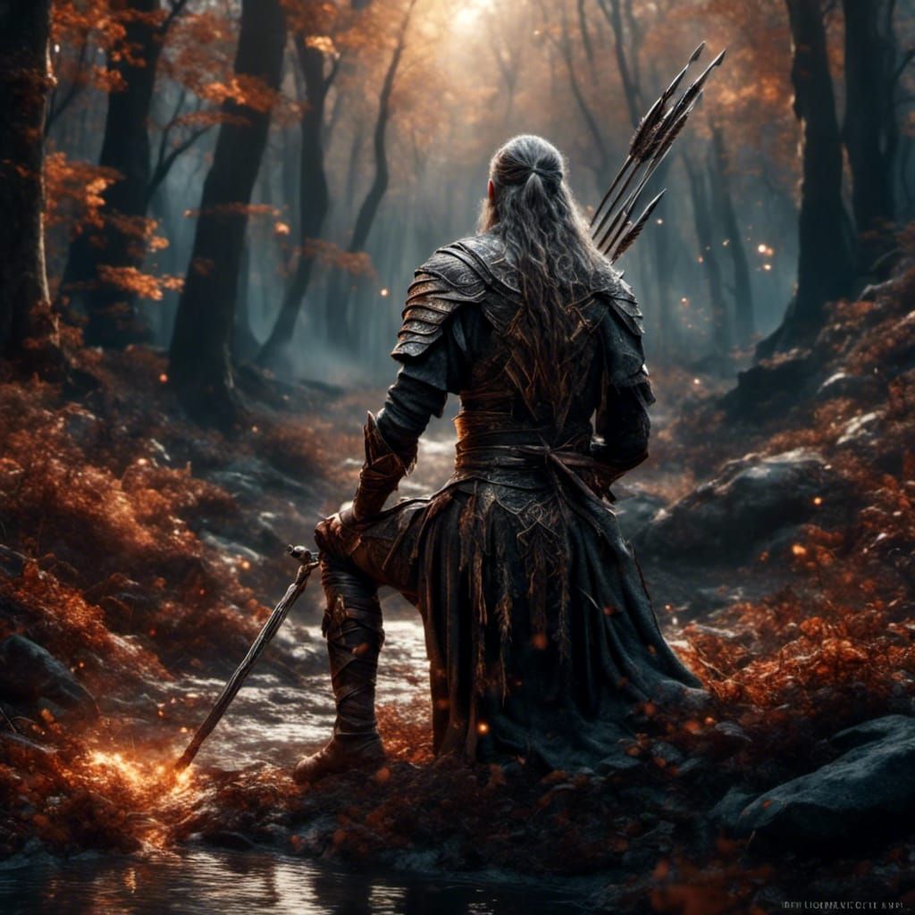 Medieval Warrior in Detailed Matte Painting Style
