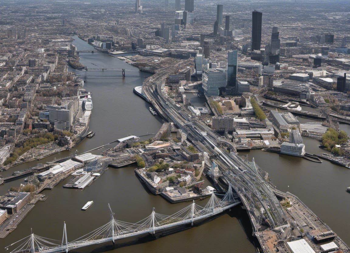 Rotterdam Landmarks in Neo-Expressionist Graffiti Style