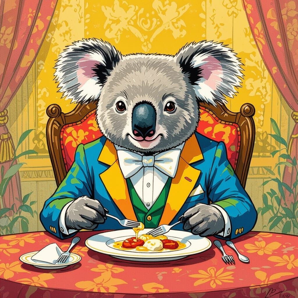 Koala's Fine Dining Experience in Children's Illustration St...