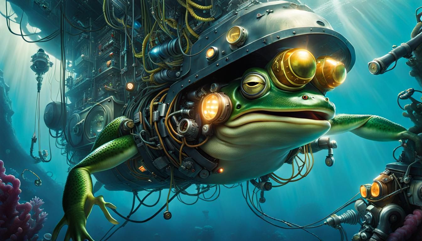Humorous Creature in Mariana Trench with Cyborgs