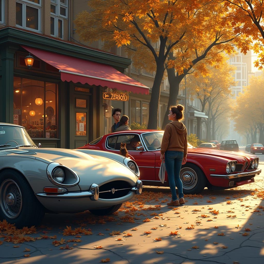Autumn Evening Street Scene in Photorealistic Detail