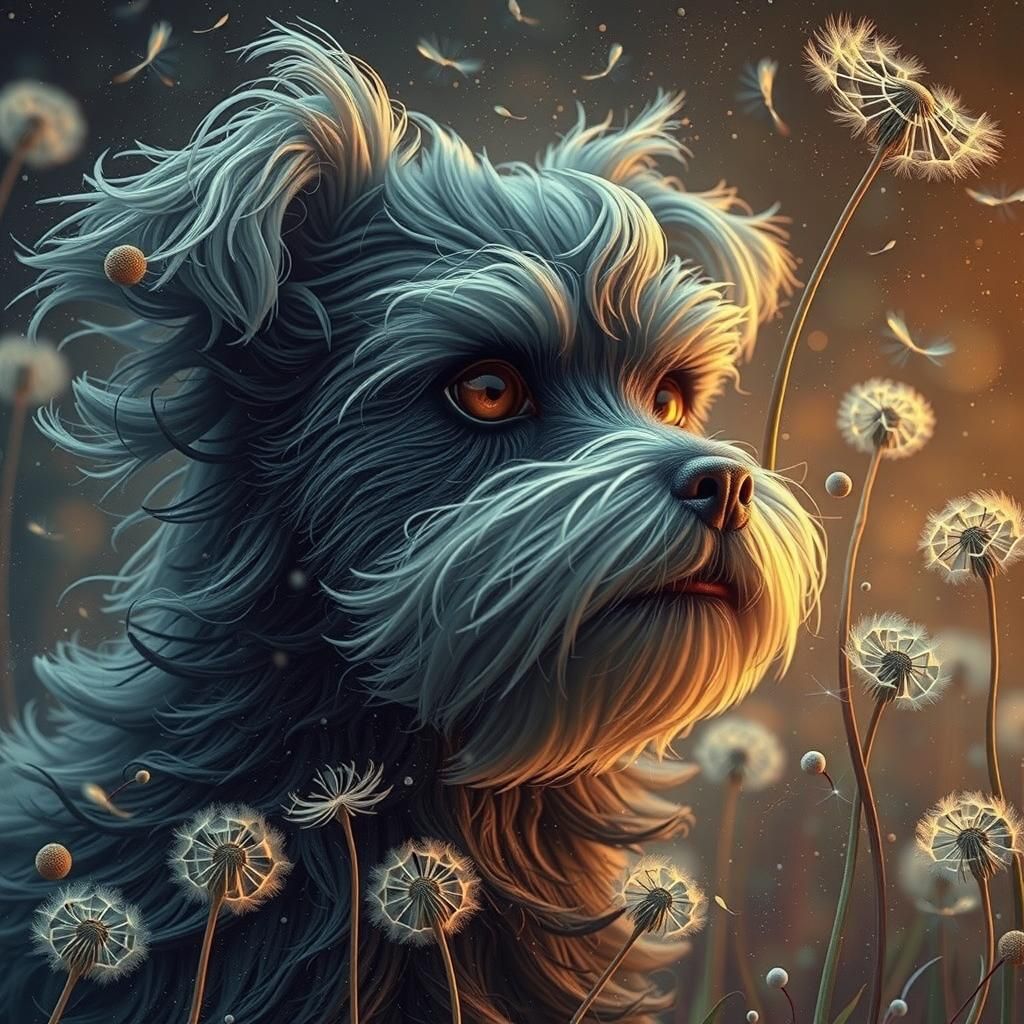 Futuristic Dandelion Seeds Floating in a Breeze