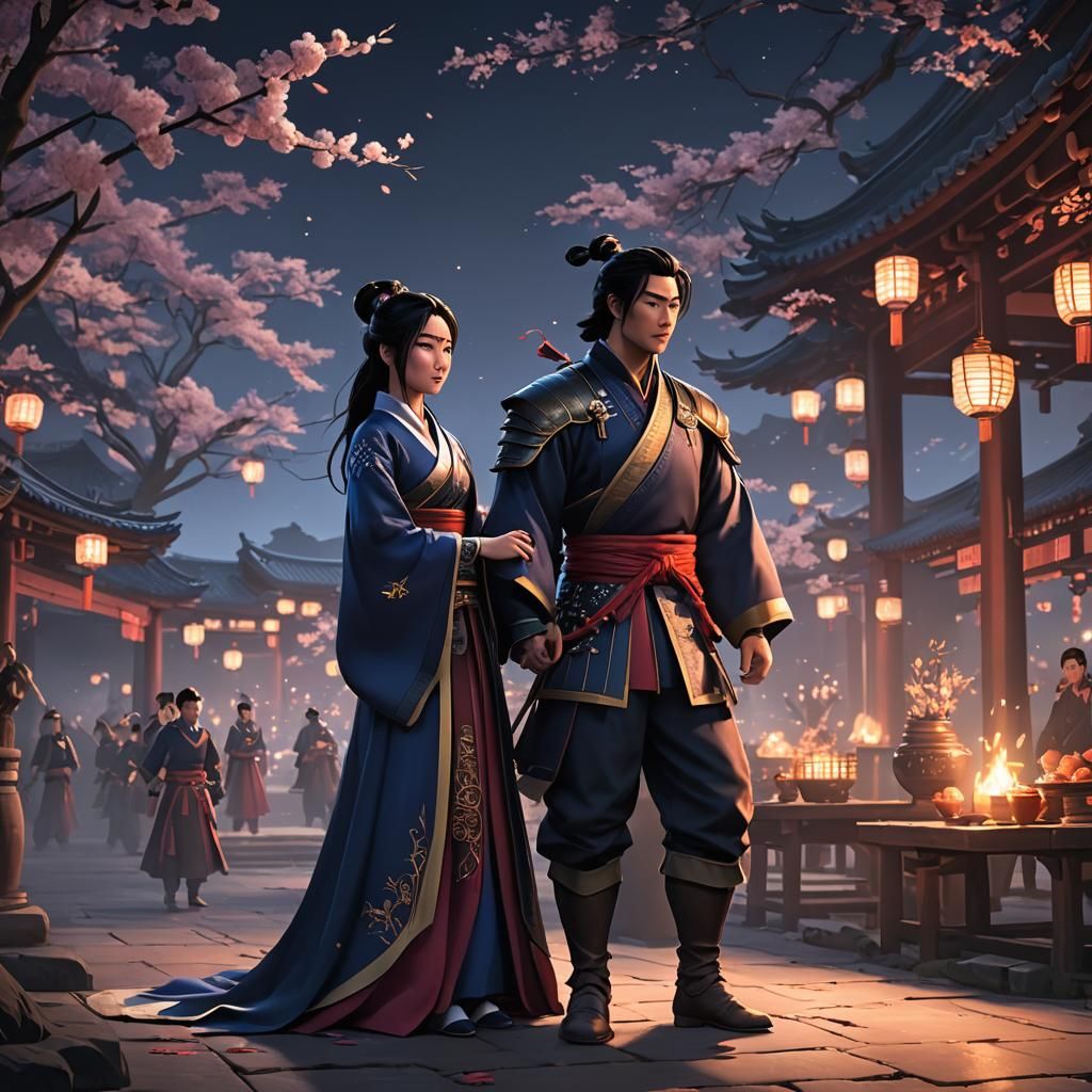 Mulan and Prince: 3D Anime Art