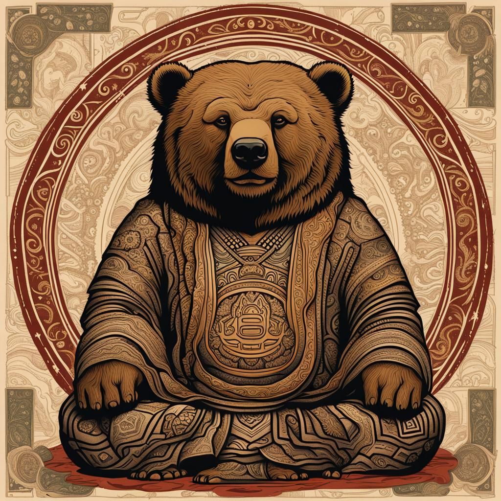 Kodiak Bear Buddha in Adventure Time Style