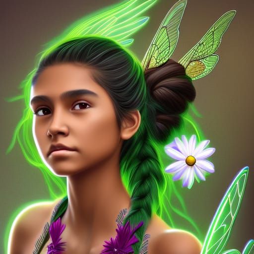 Native American Girl with Dragonfly Wings in Comic Art