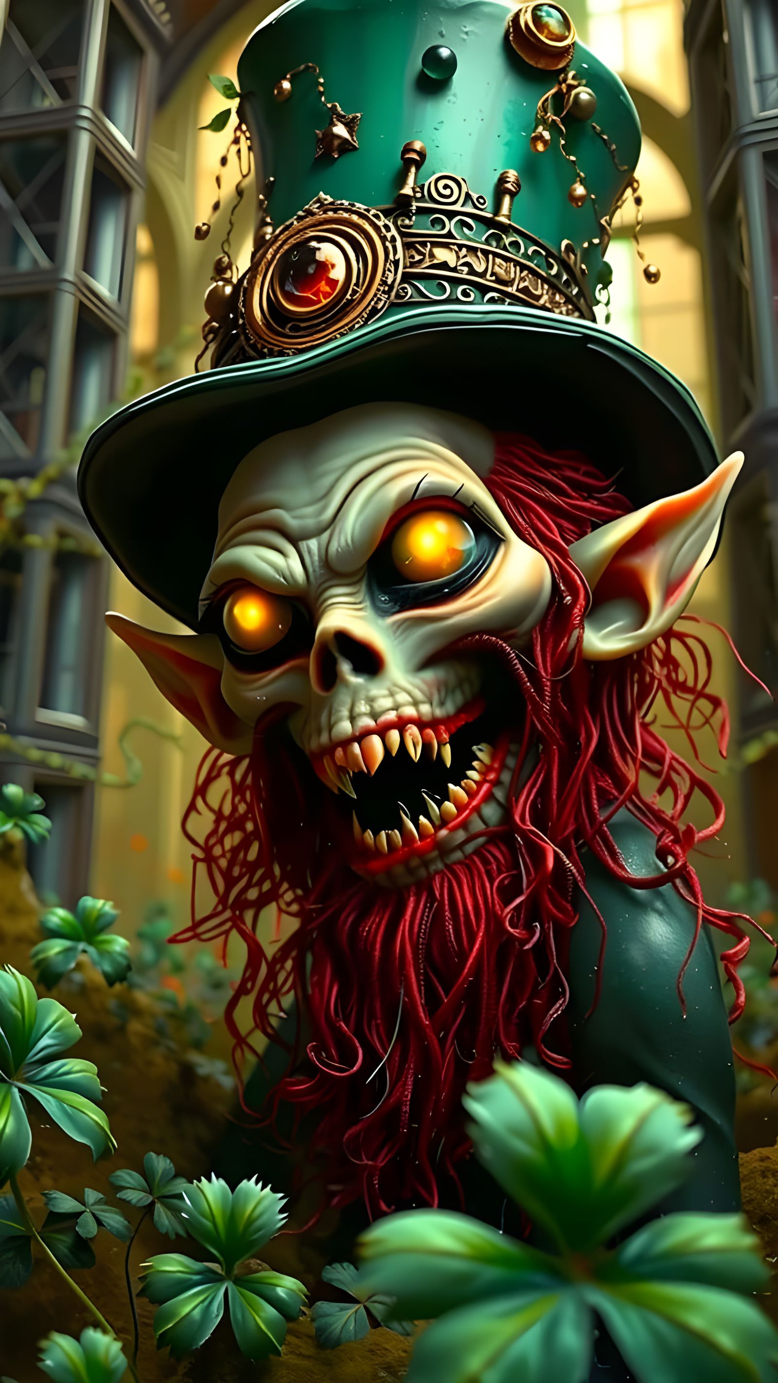 Distorted Leprechaun Elf Emerges from Shamrock Vortex in Mac...